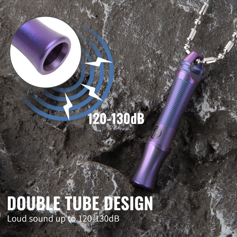 TACRAY Titanium Whistle â€“ Ultra-Loud 120+ dB, CNC Machined, Lightweight & Durable â€“ Perfect for Emergency Survival, Hiking, Camping, and Outdoor Safety â€“ Includes Stainless Steel Chain (Purple) - Image 3